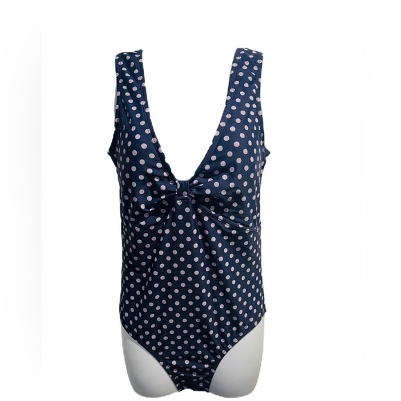 Kona Sol Swim Knot Front Dot High Coverage Swimsuit Medium - Picture 9 of 16